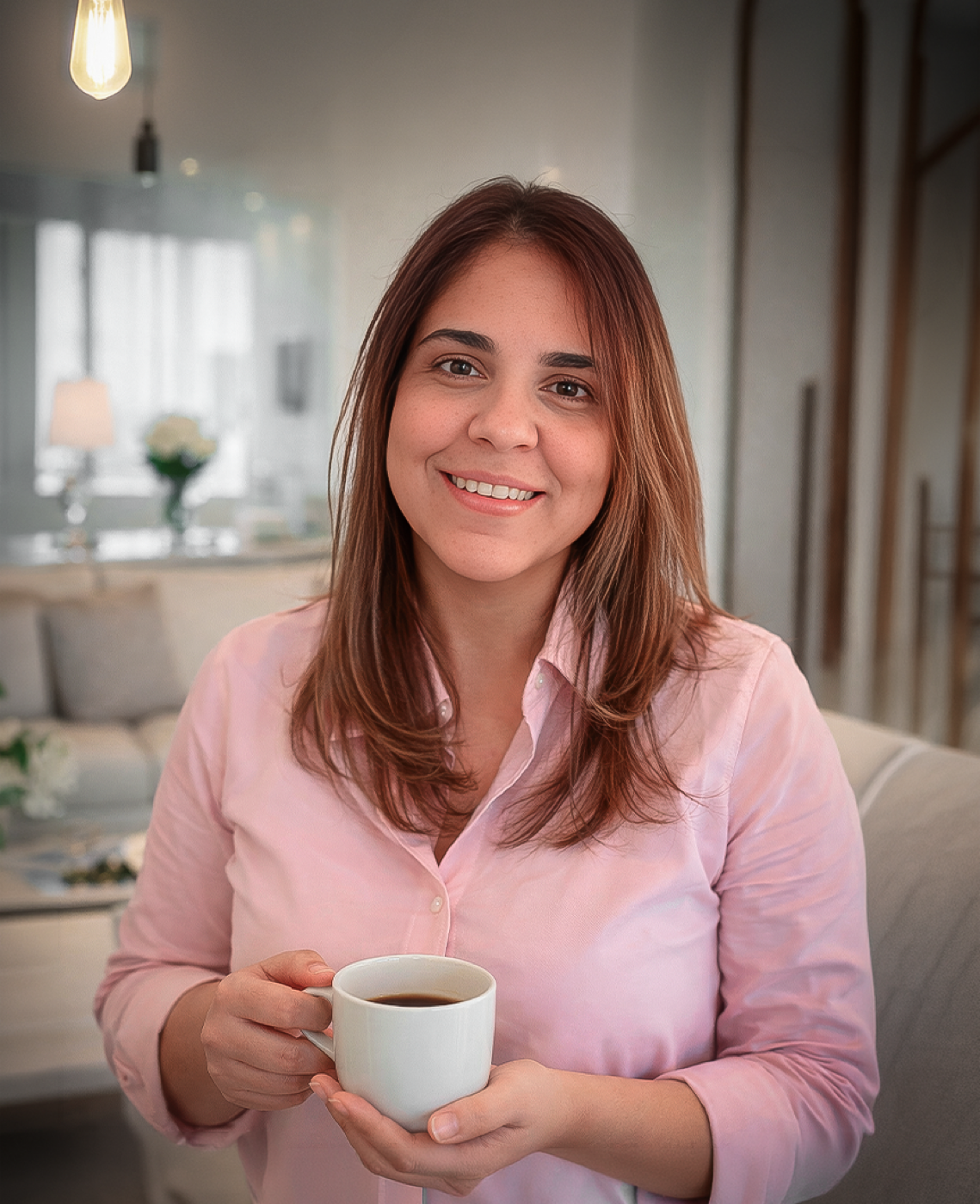 Dra. Natacha Messias segurando uma xícara